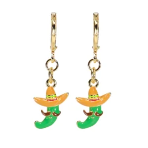 Aretes con dije de chile jalapeño charro