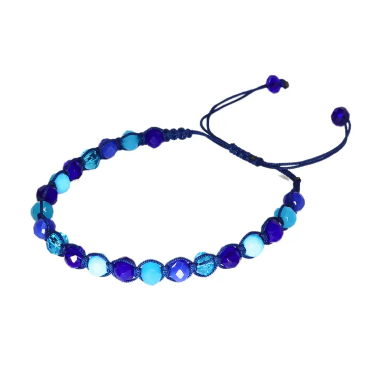 Pulsera tejida con cristales azules