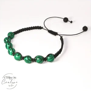 Pulsera tejida de piedras malaquitas