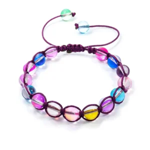 Pulsera tejida con cuarzos electrificados multicolor